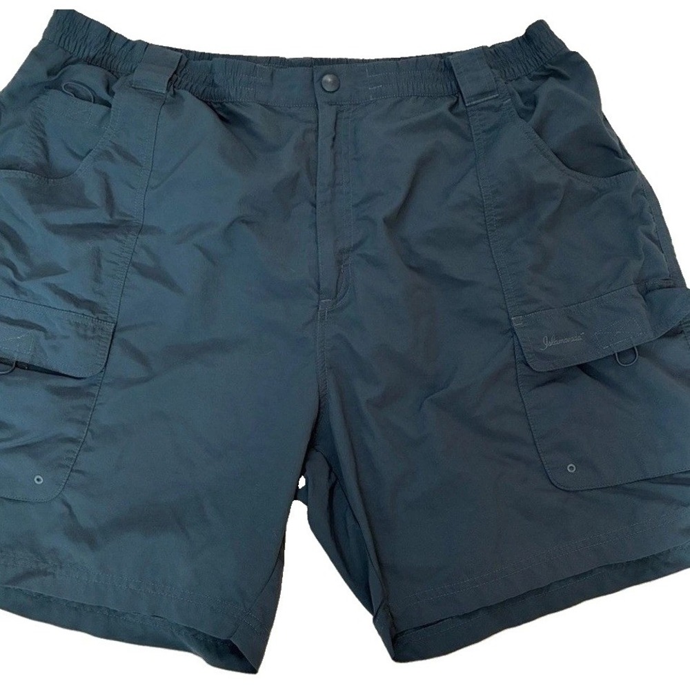 Islamorada Mens XL Teal Cargo Swim Shorts Mesh Lined Bathing Suit Beach Pool